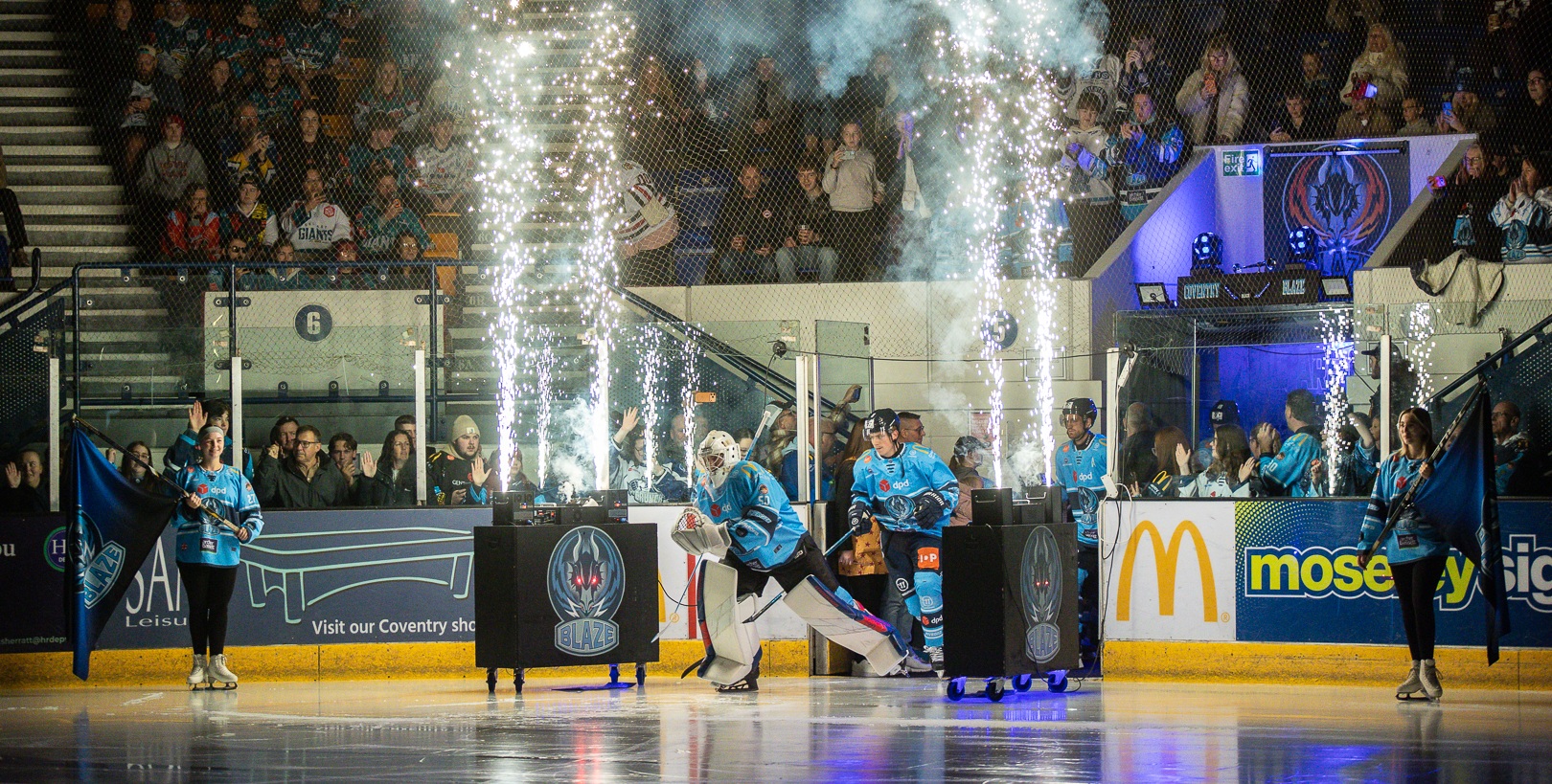Coventry Blaze players on the ice at Skydome Arena