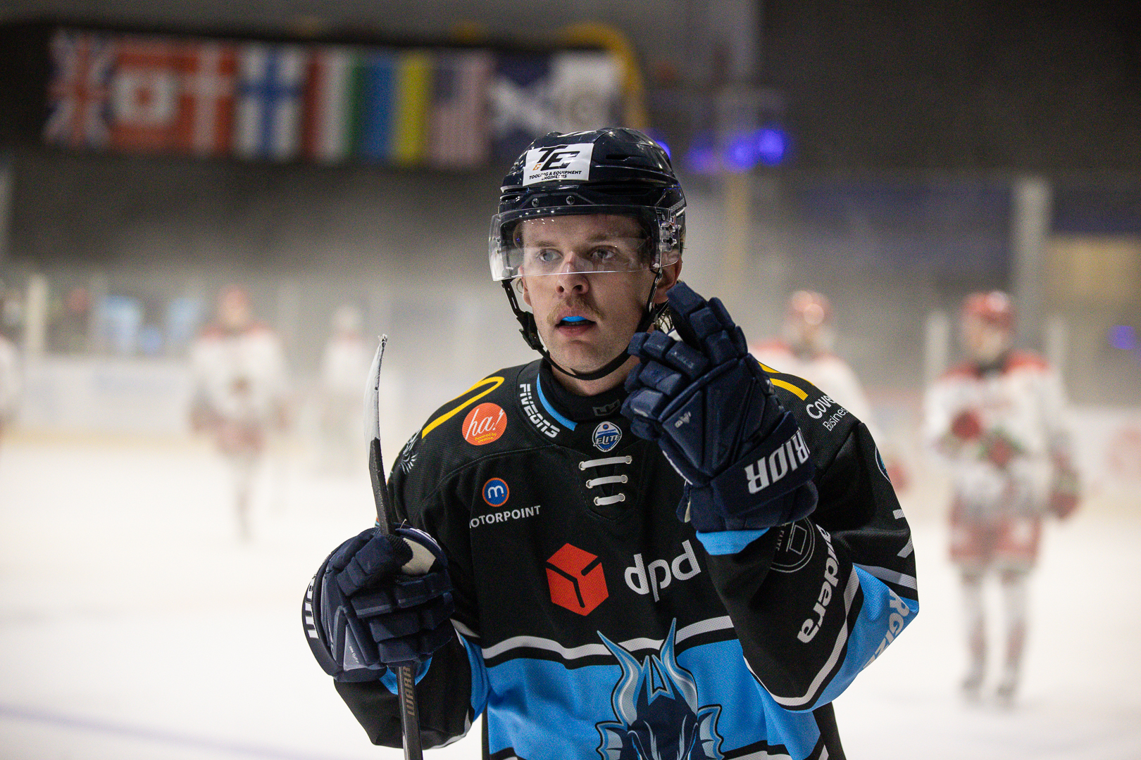 Coventry Blaze player Griffin Ness celebrates scoring at Skydome Arena